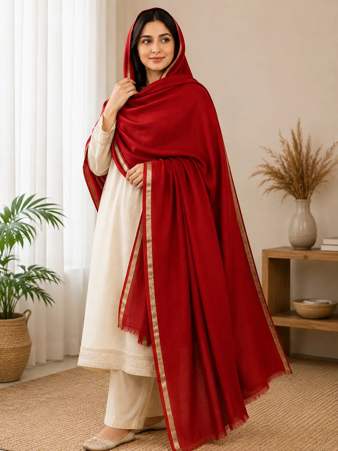 Women's Pashmina Wool Plain Shawl