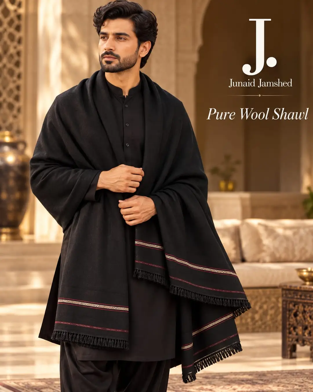 1 Pc Men's Wool Plain Shawl