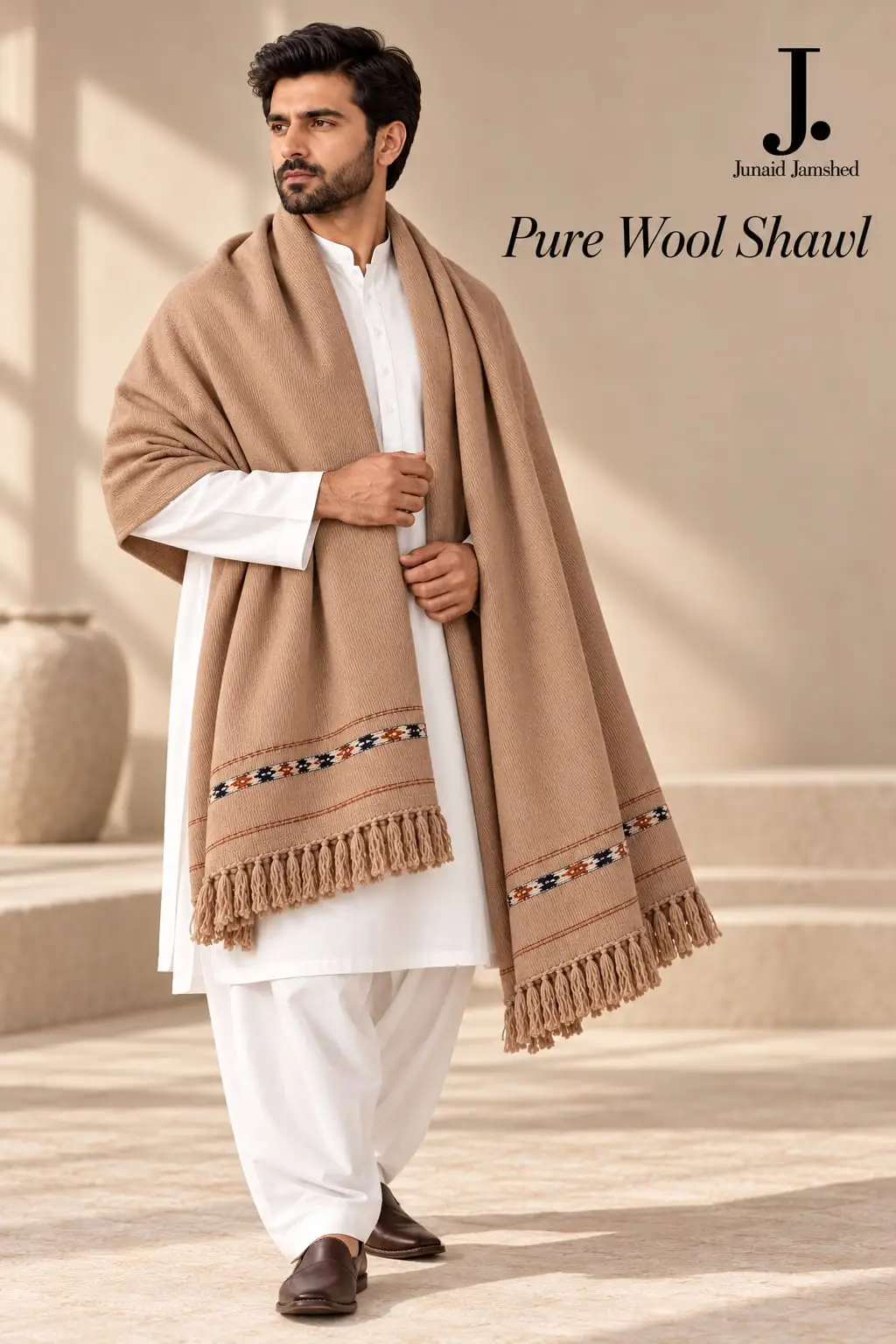 1 Pc Men's Wool Plain Shawl