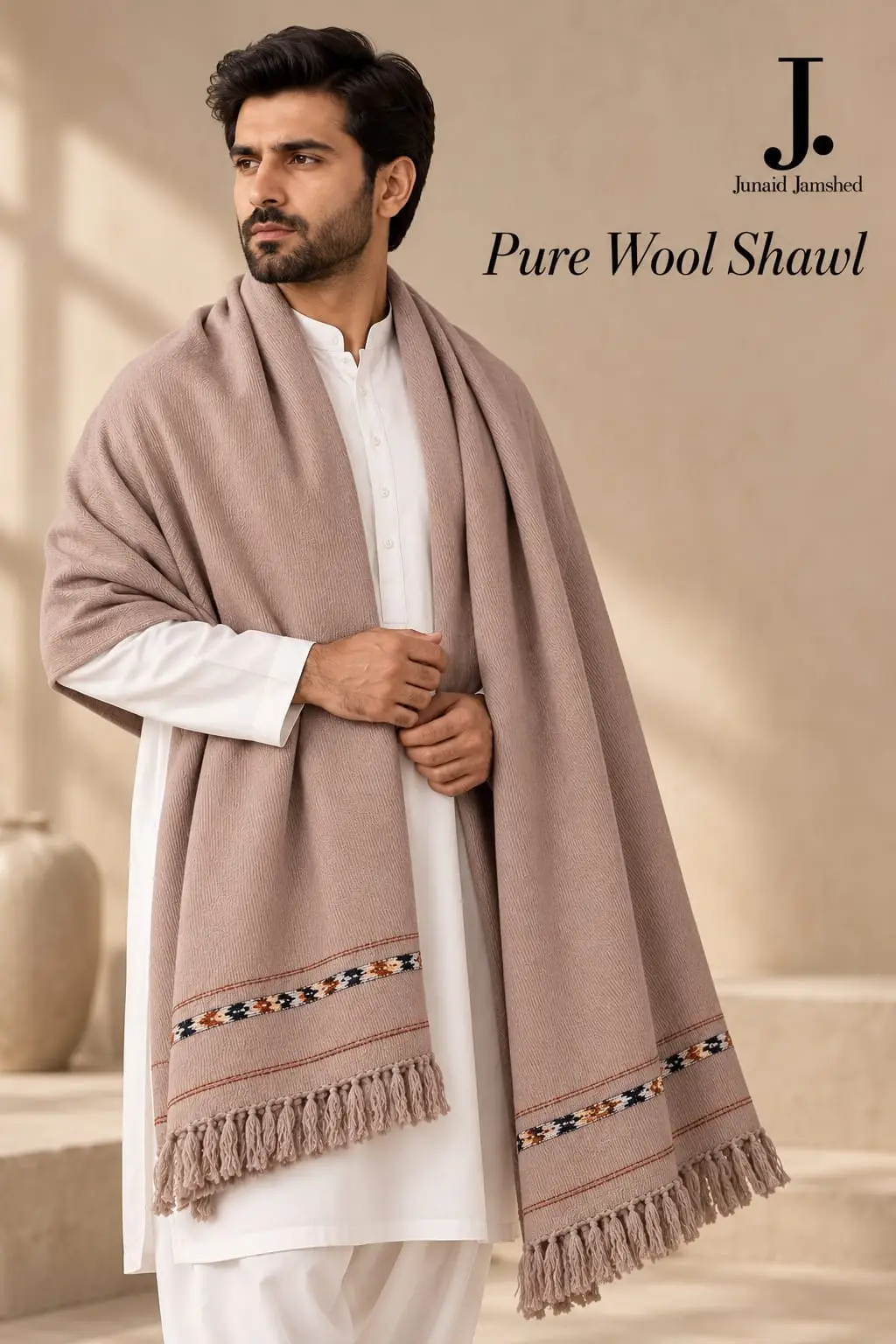 1 Pc Men's Wool Plain Shawl