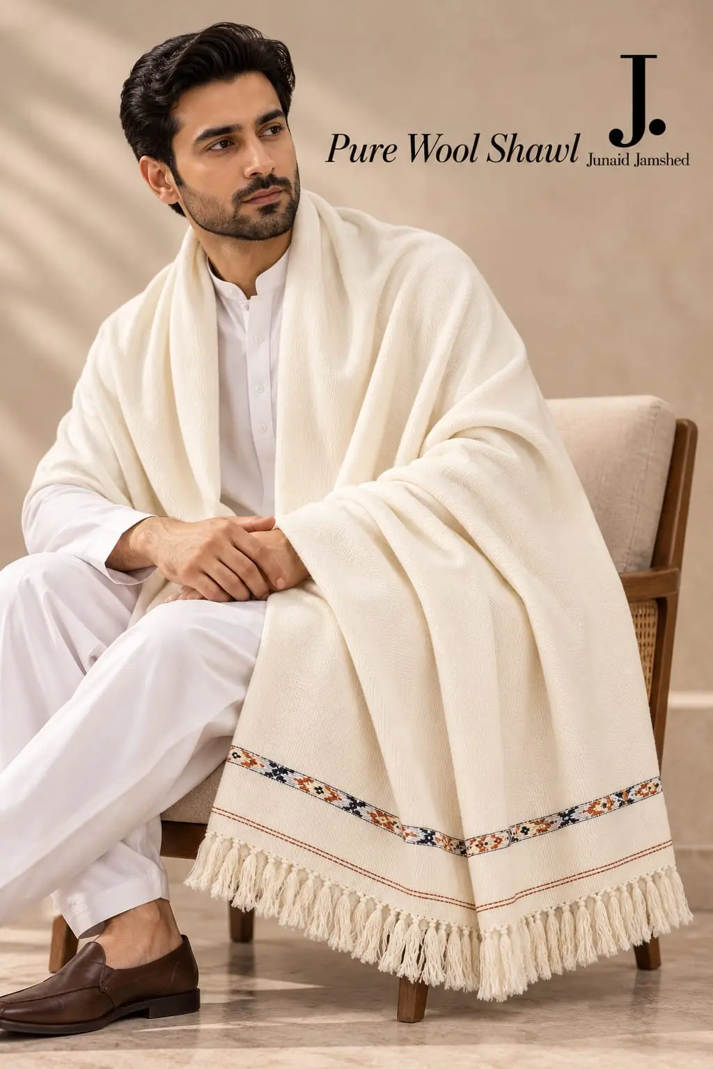 1 Pc Men's Wool Plain Shawl