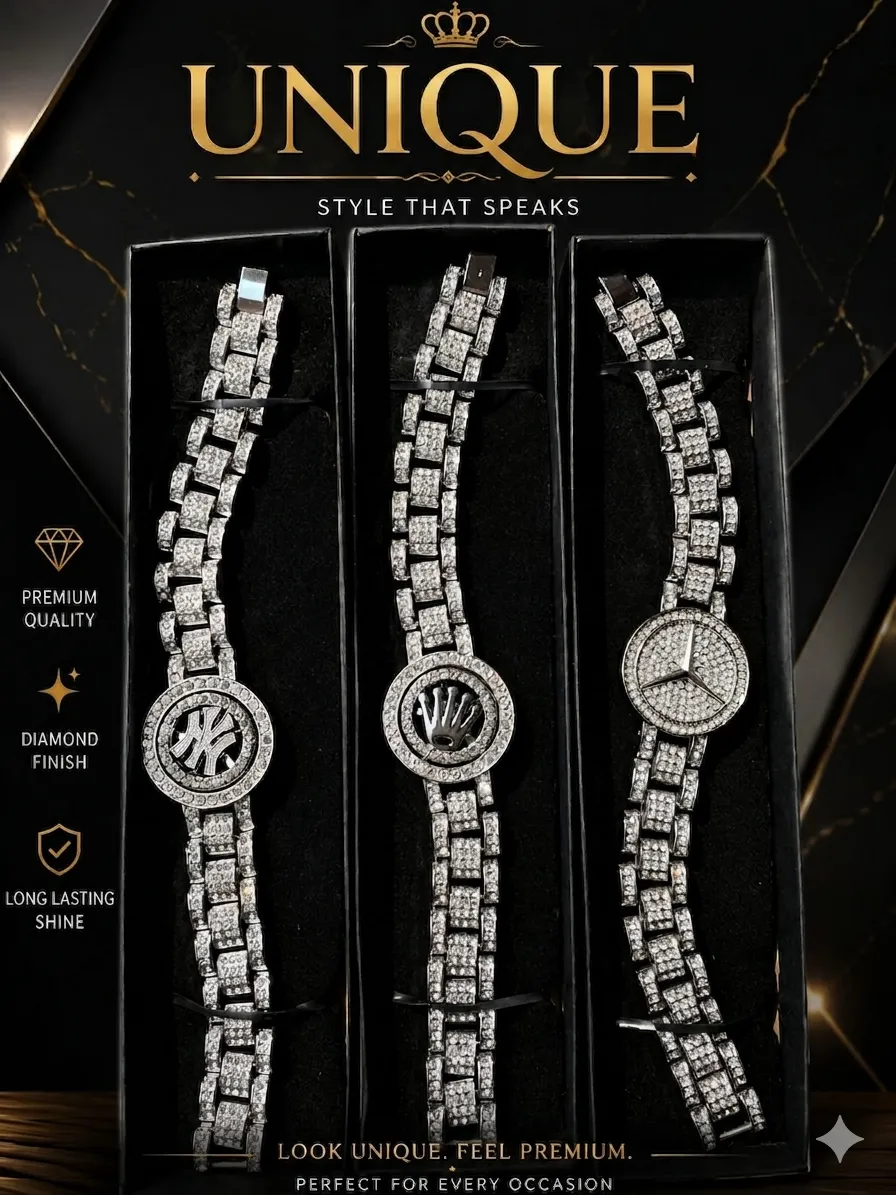 Iced Out Silver Spinner Watches 8mm Stainless Steel Multiple Designs