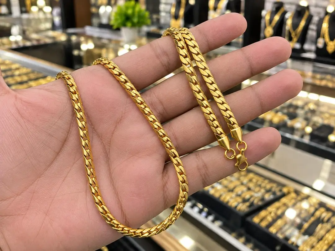 Funky Gold Plated Artificial Stones Chain