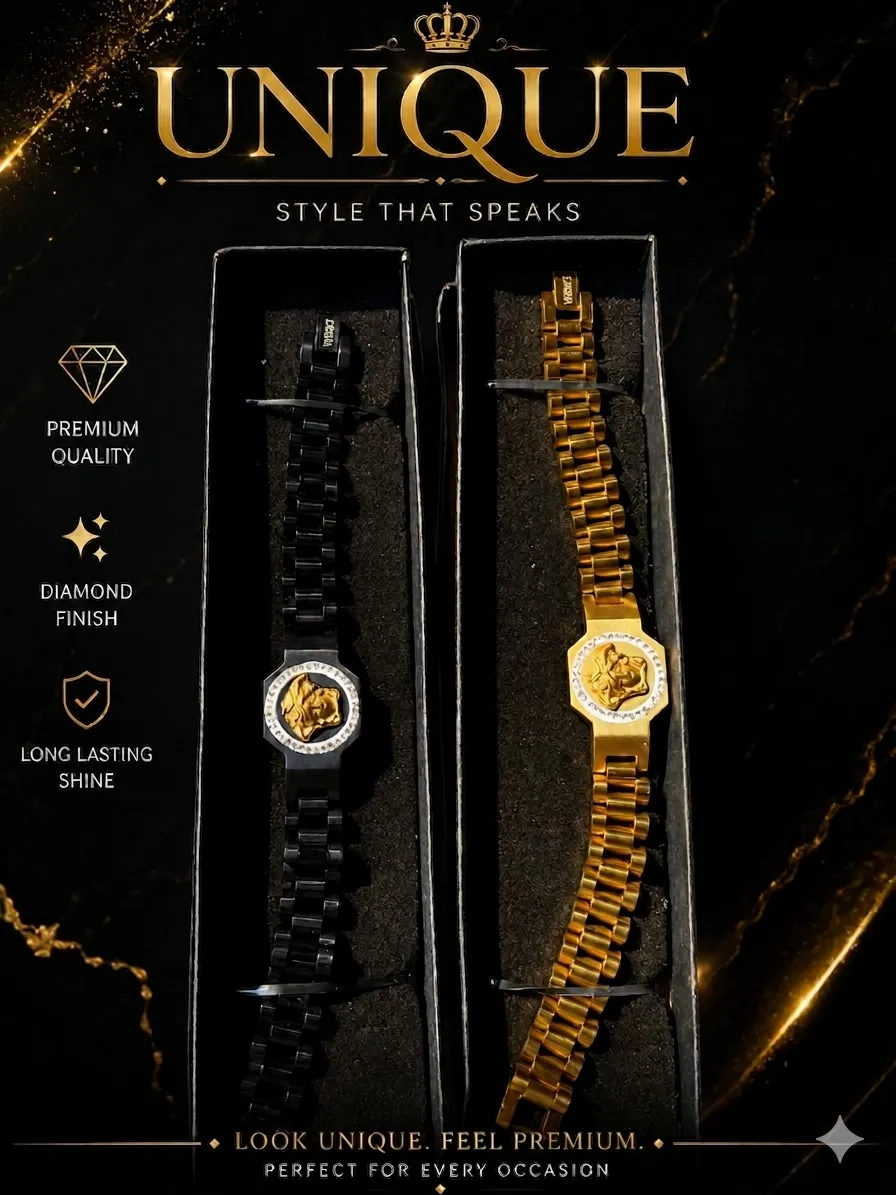 Royal Medusa Gold Bracelet for Men 12 Inches Adjustable