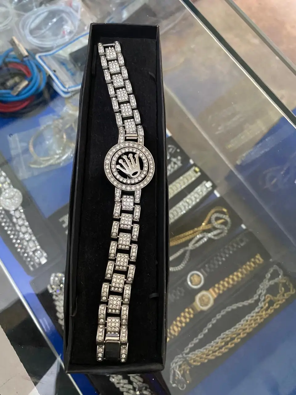 Luxury Iced Stainless Steel Bracelet (Rolex Crown / NY Logo Design)
