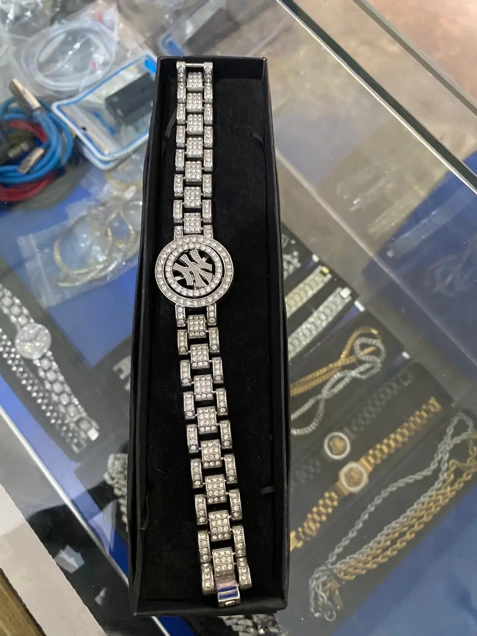 Luxury Iced Stainless Steel Bracelet (Rolex Crown / NY Logo Design)