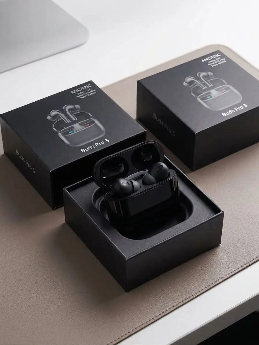 Buds Pro 3 ANC Wireless Bluetooth Earbuds with Touch Control, Triple Mic, Type-C Charging & 5-20 Hours Playtime – White