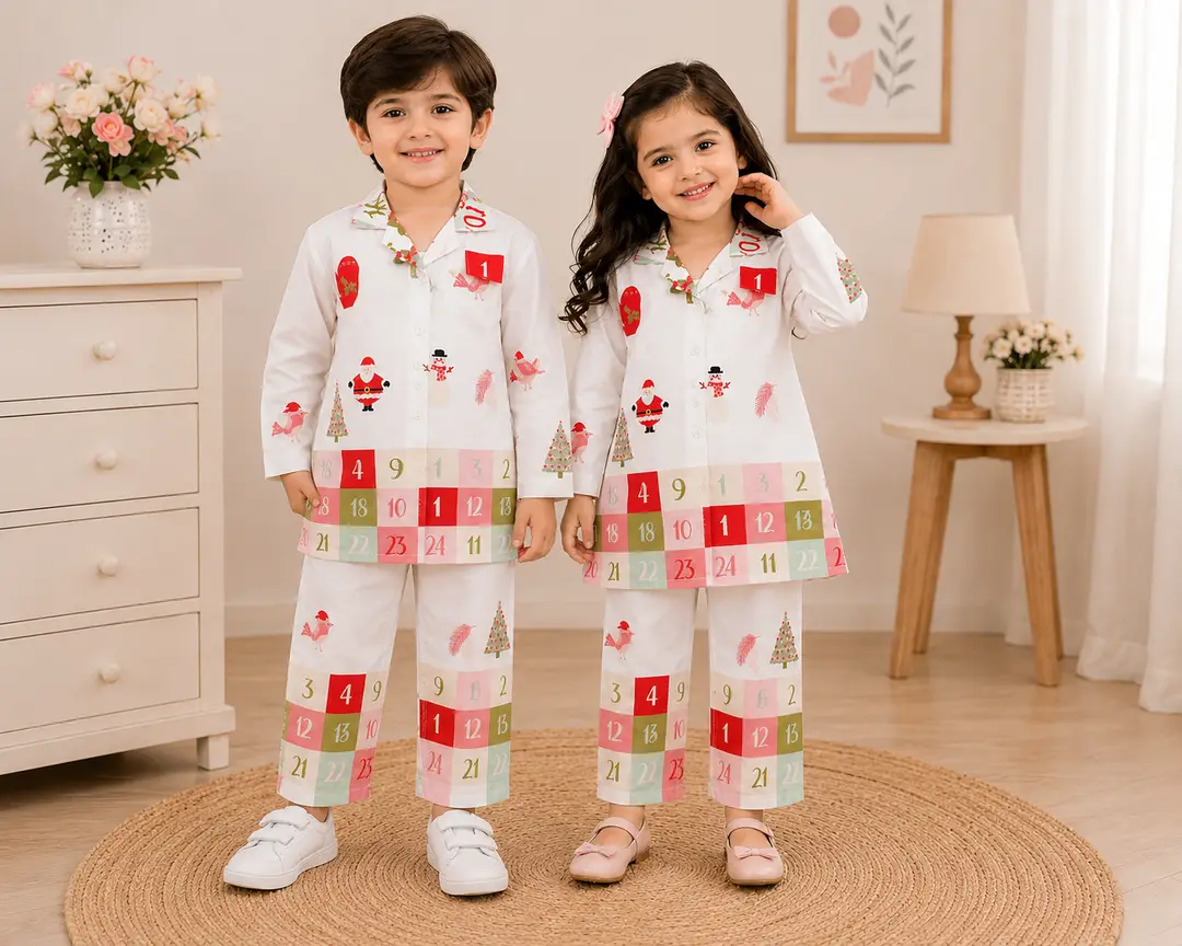 2 Pcs Girl's Cotton Printed Shirt And Trouser Suit