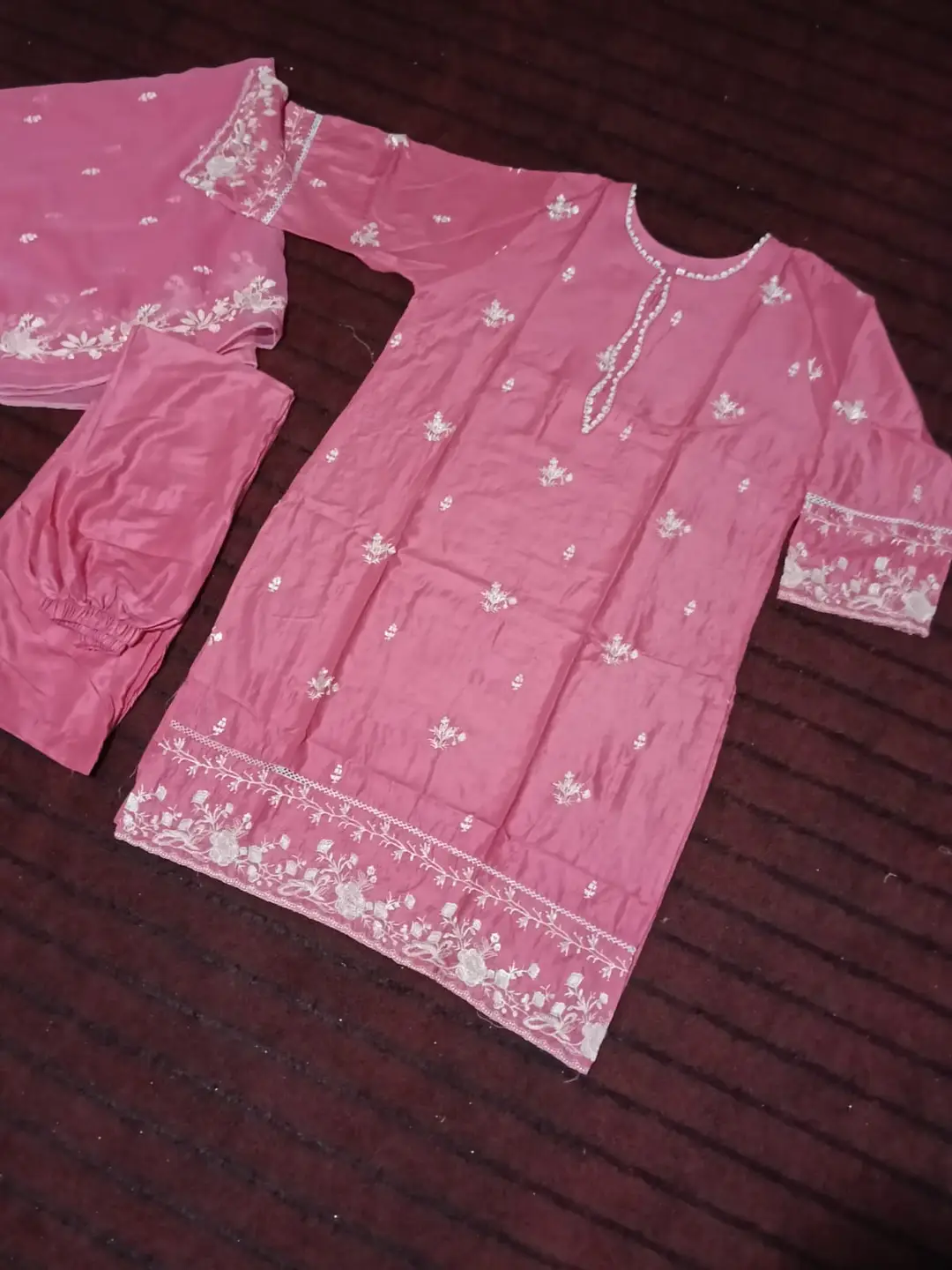 Blush 3 Pcs Women's Stitched Linen Embroidered Suit