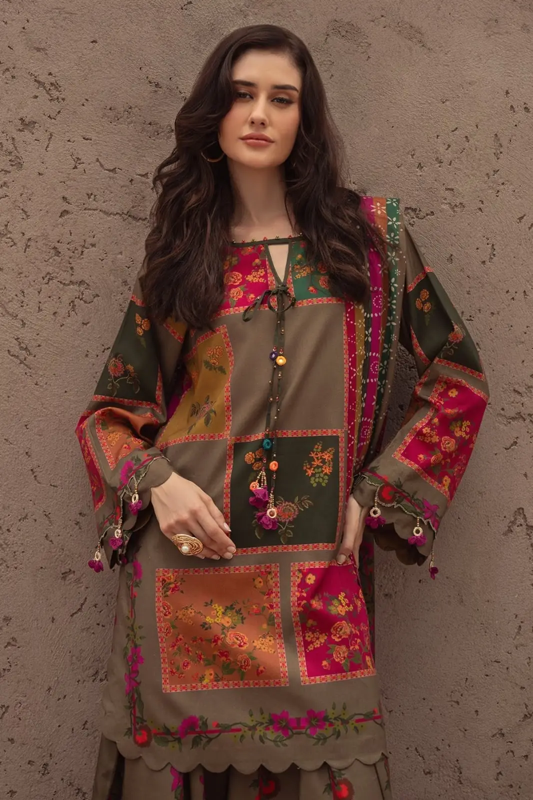 Browni 3 Pcs Women's Stitched Silk Printed Suit