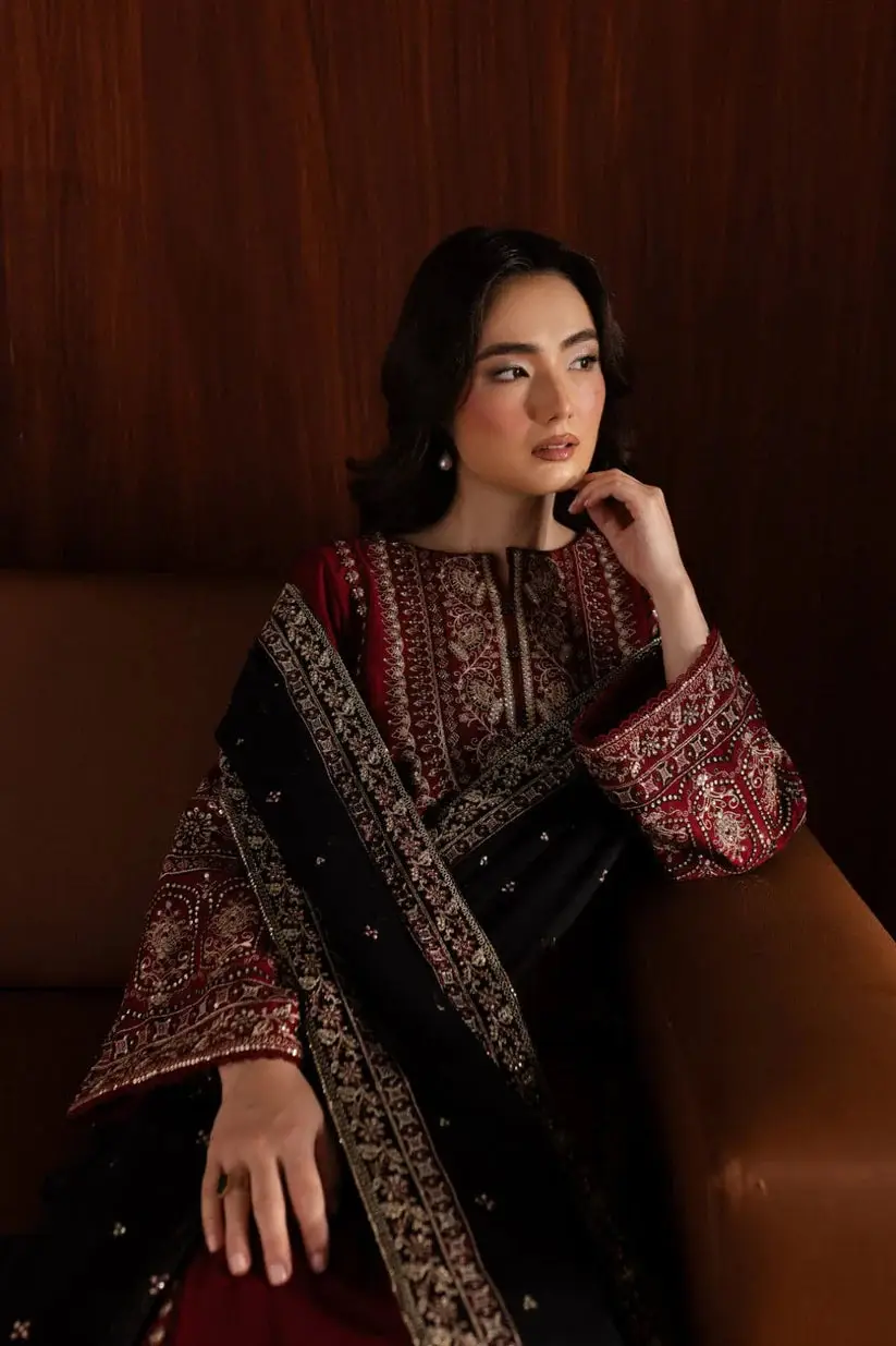 Adab 3 Pcs Women's Stitched Linen Embroidered Suit
