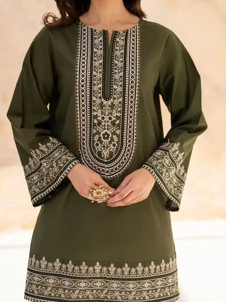 Gulnar 3 Pcs Women's Stitched Linen Embroidered Suit