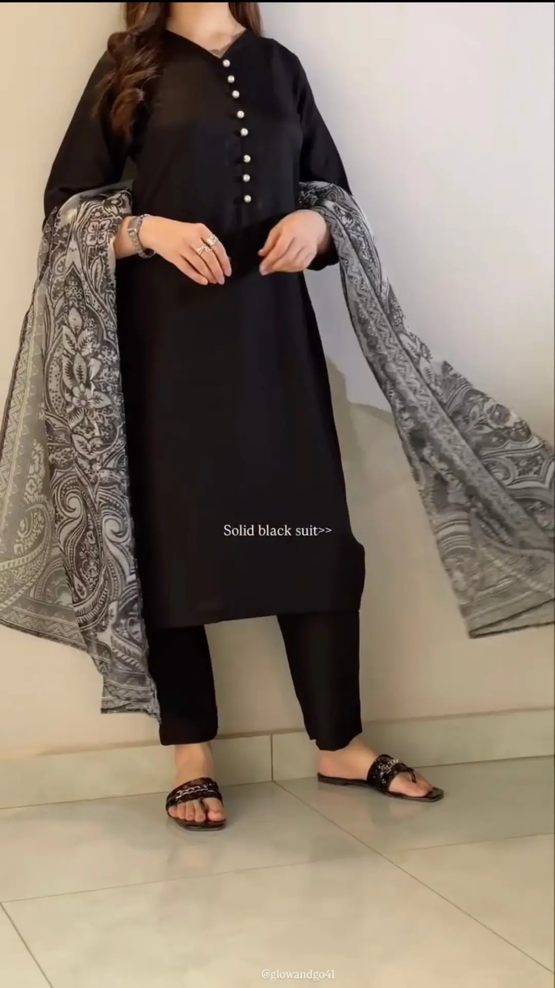 Sofia Black 3 Pcs Women's Stitched Cotton Plain Suit
