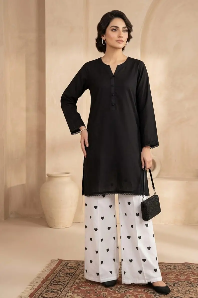 Stylish Women's Stitched Cotton Ensemble - 2 Pcs Shirt and Trouser Set Featuring Printed Patterns