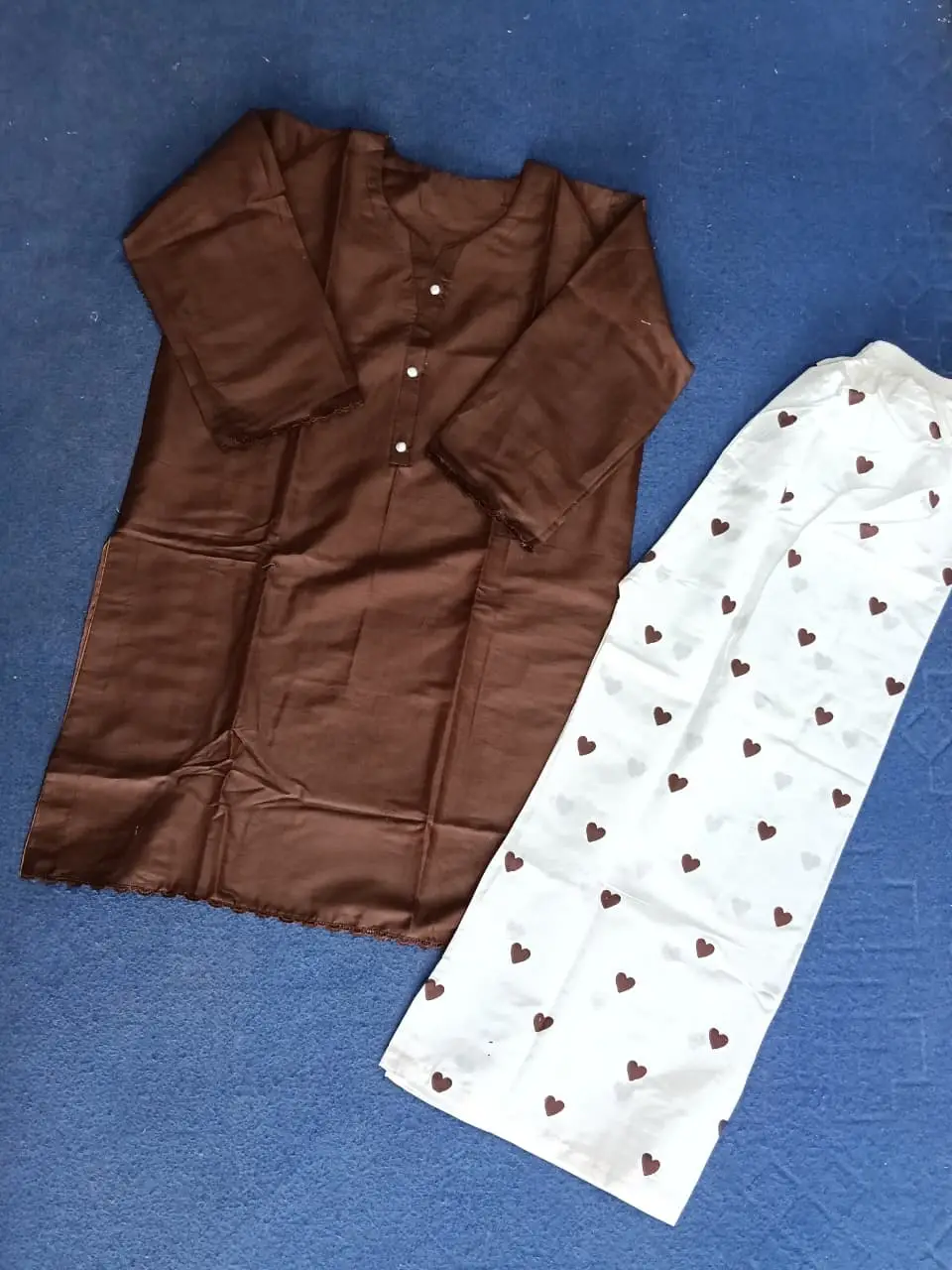 Trending 2 Pcs Women's Stitched Cotton heart style Shirt And printedTrouser