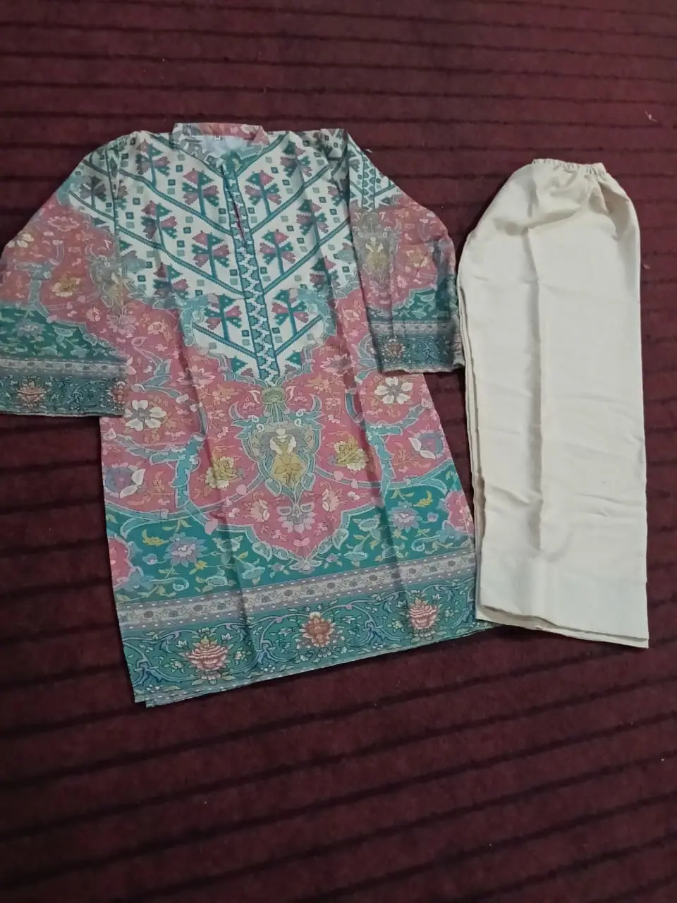 Rangoon 2 Pcs Women's Stitched Grip Silk Printed Shirt And Trouser