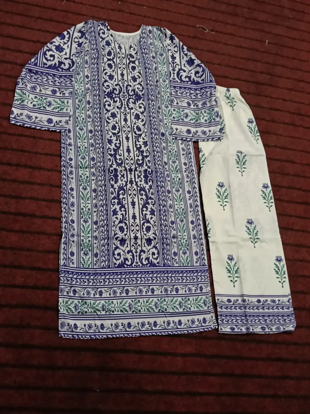 kaftan 2 Pcs Women's Stitched Silk Printed Shirt And Trouser