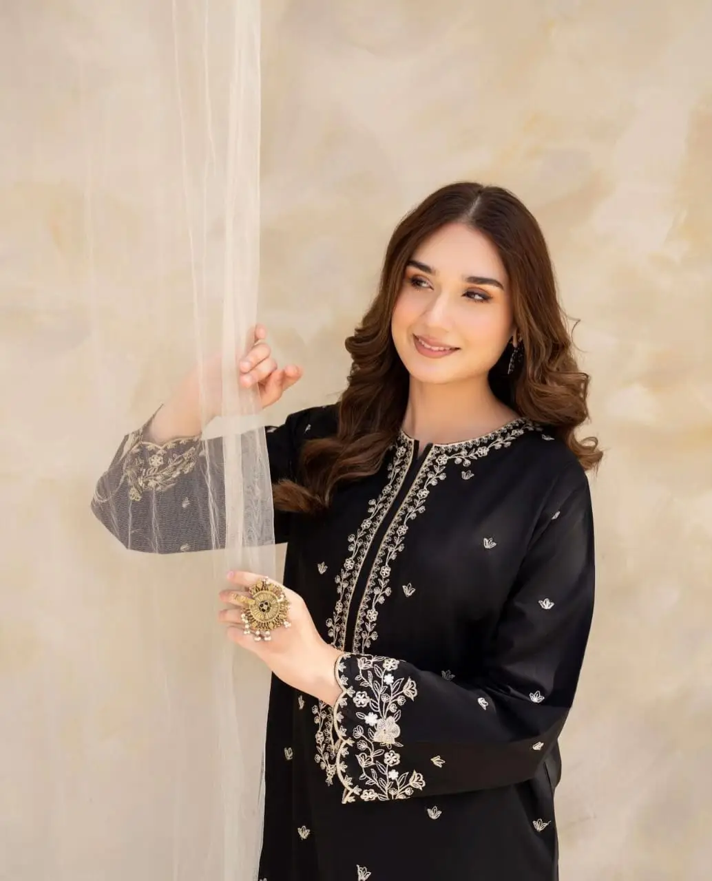 2 Pcs Women's Stitched Cotton Embroidered Shirt And Trouser