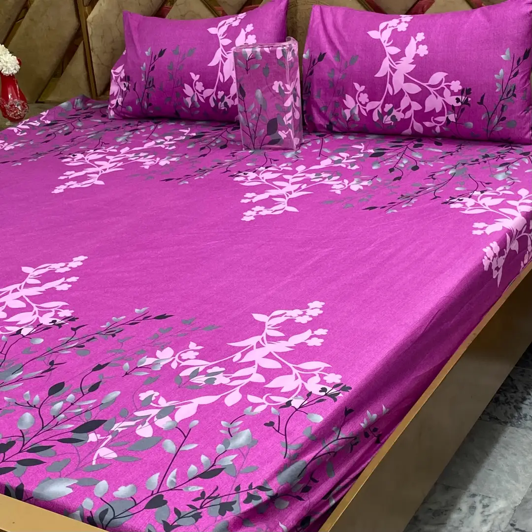 3 Pcs Cotton Printed Fitted Sheet