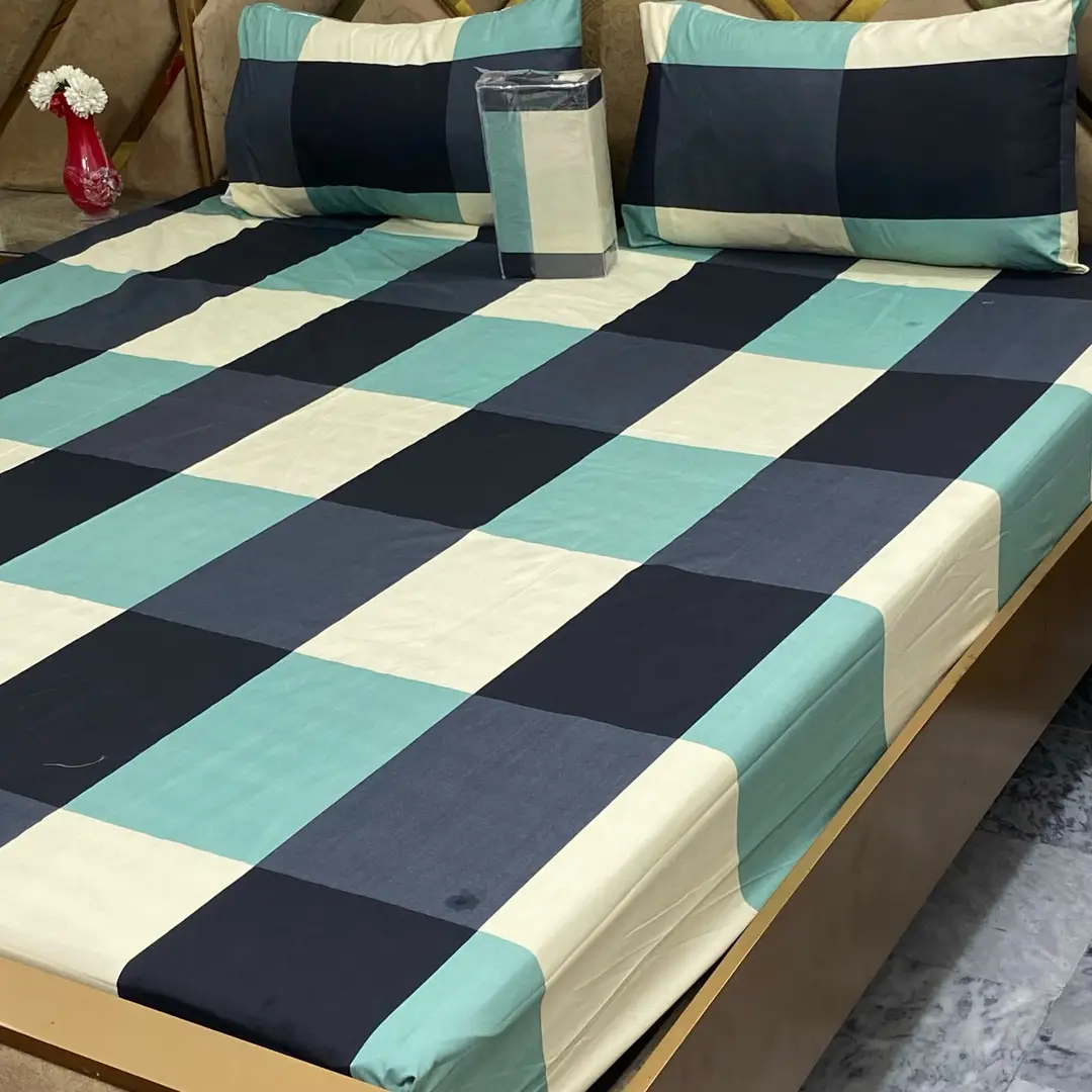 3 Pcs Cotton Printed Fitted Sheet
