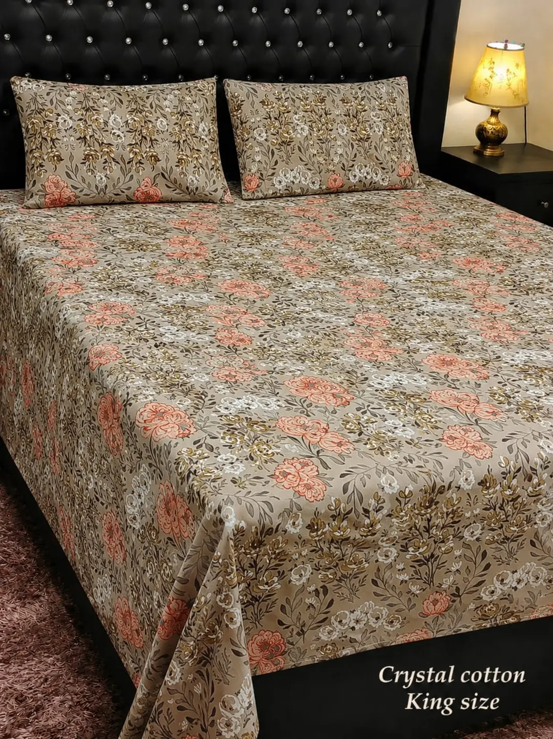 3 Pcs Cotton Printed Double Bedsheet