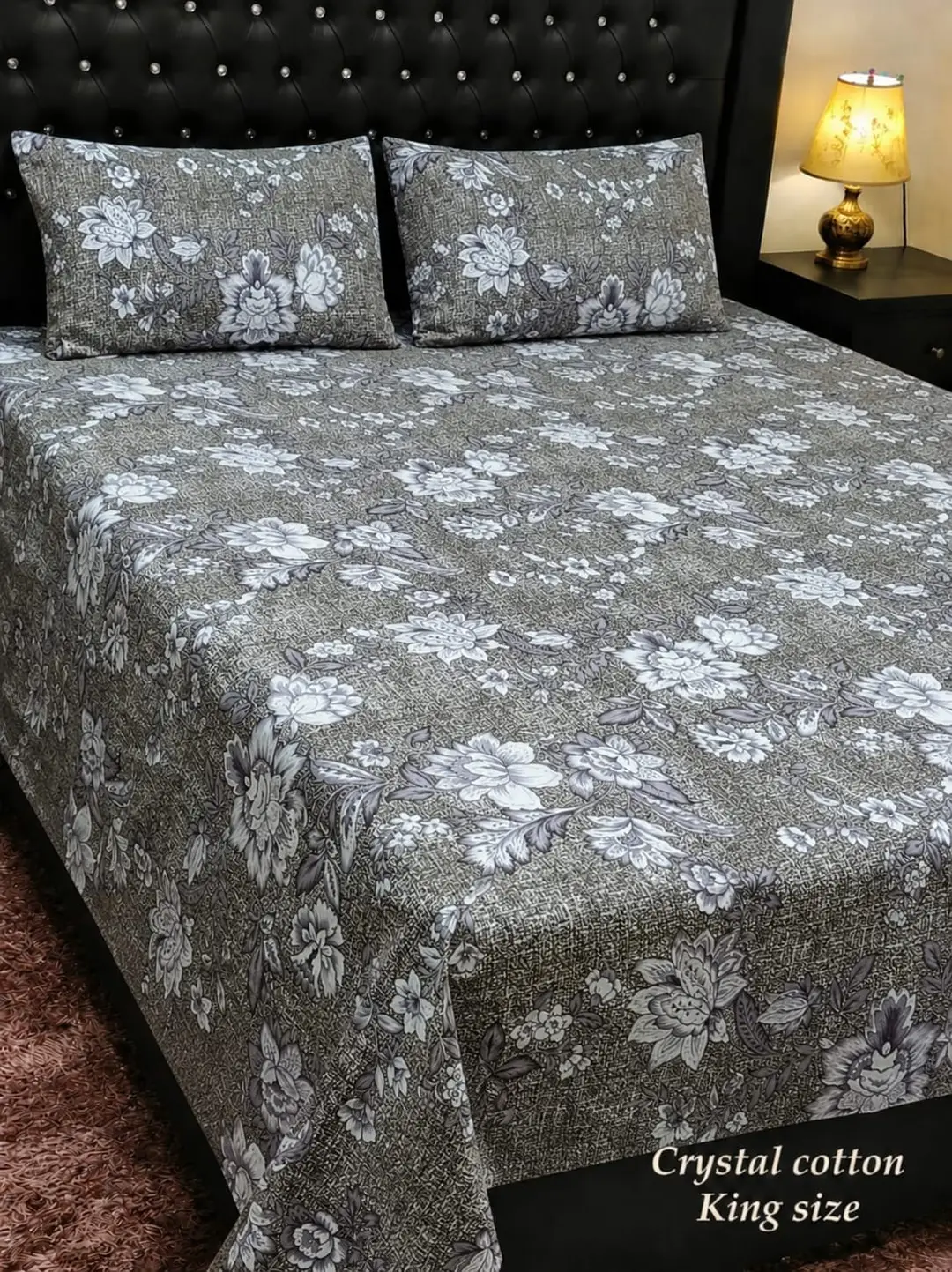 3 Pcs Cotton Printed Double Bedsheet