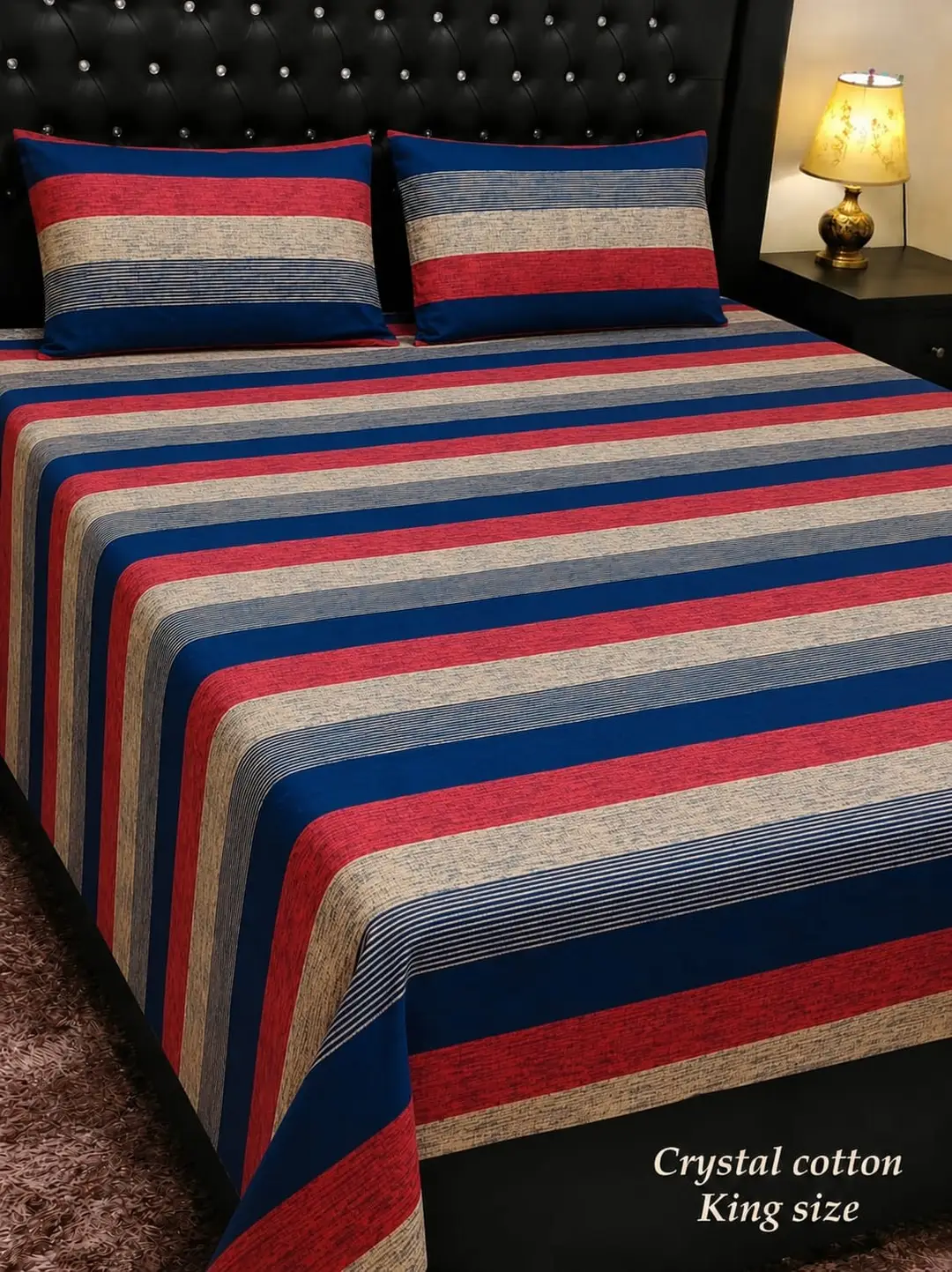 3 Pcs Cotton Printed Double Bedsheet