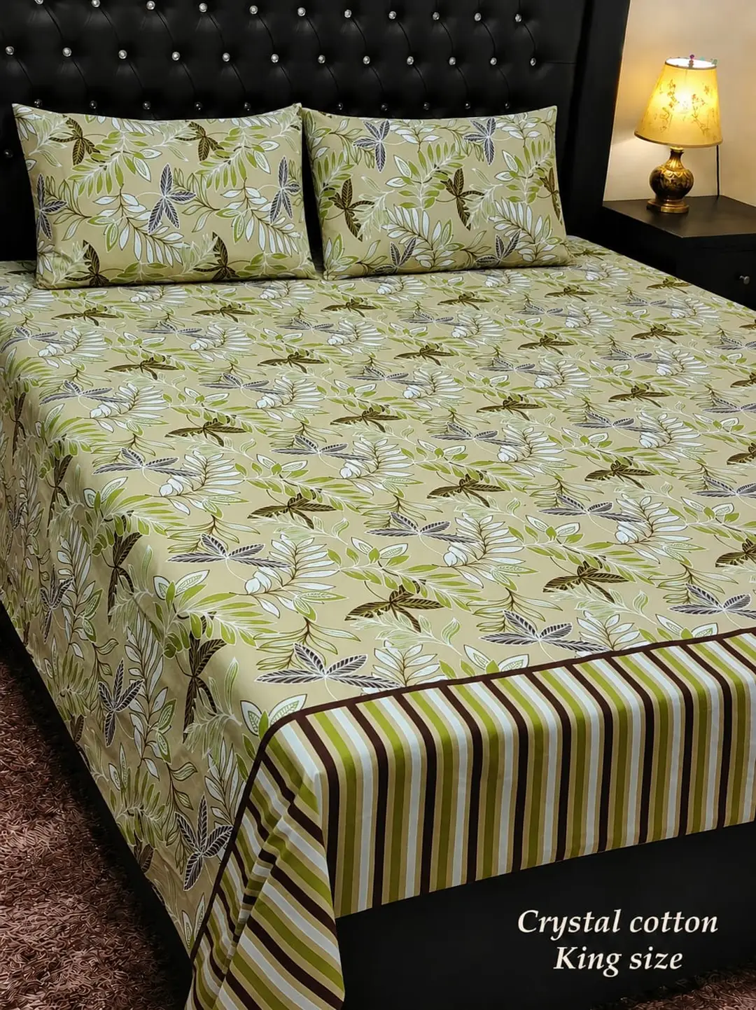 3 Pcs Cotton Printed Double Bedsheet