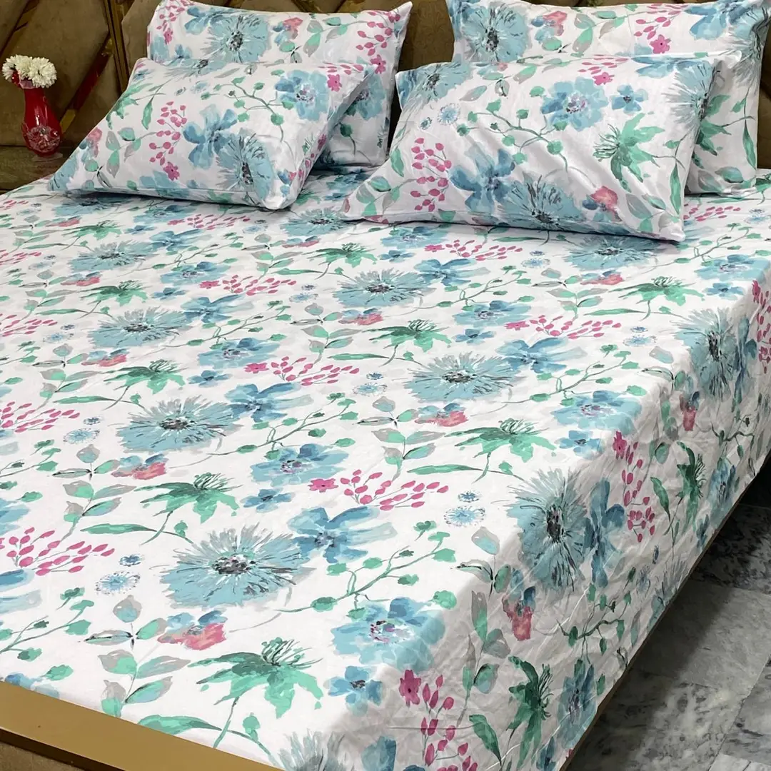 5 Pcs Cotton Printed Double Bedsheet