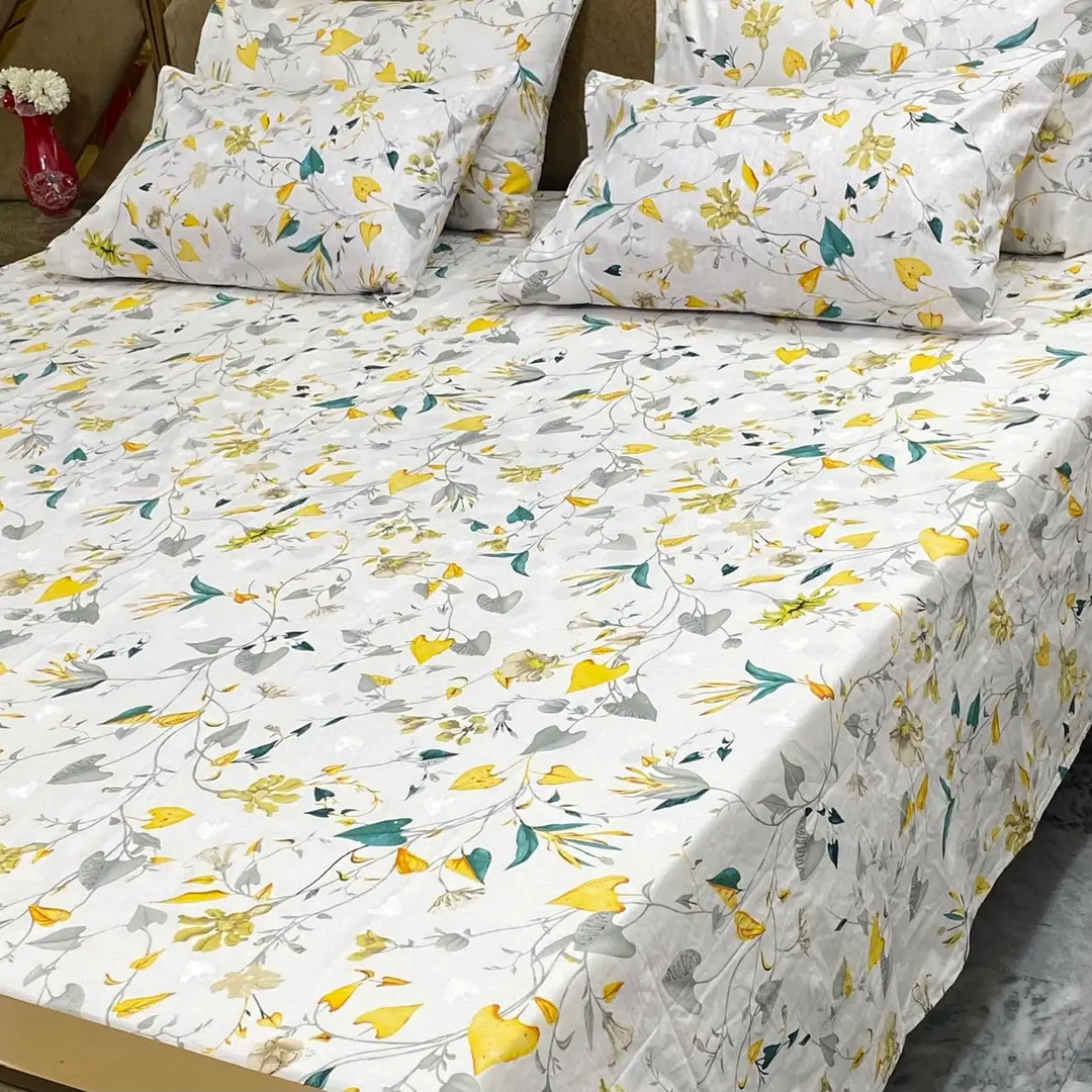 5 Pcs Cotton Printed Double Bedsheet