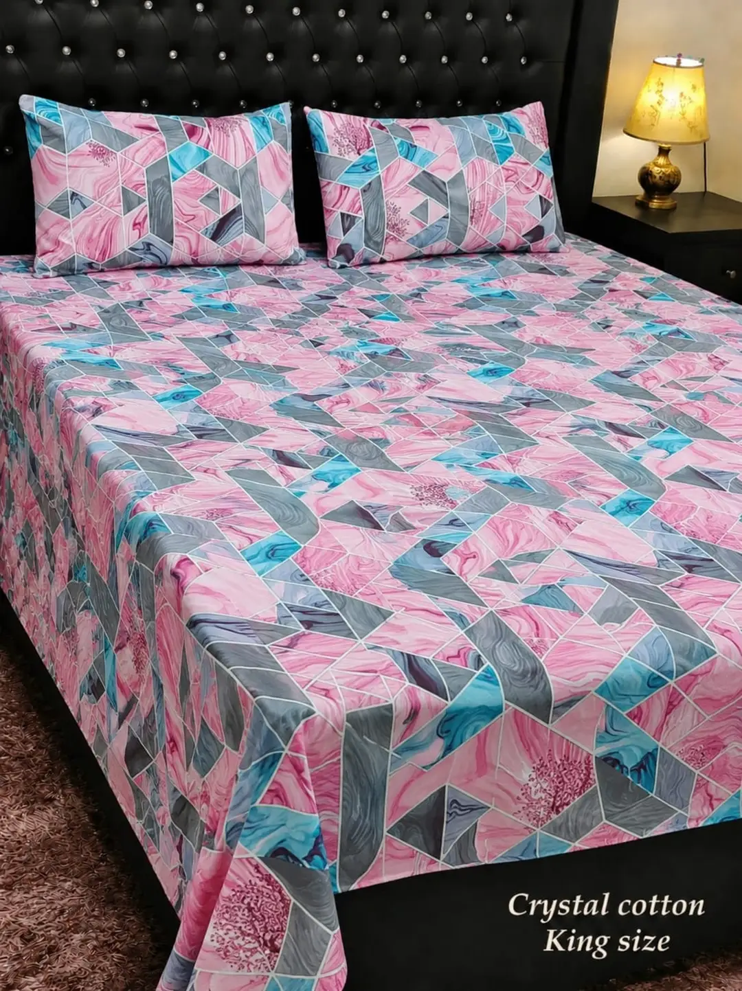3 Pcs Cotton Printed Double Bedsheet