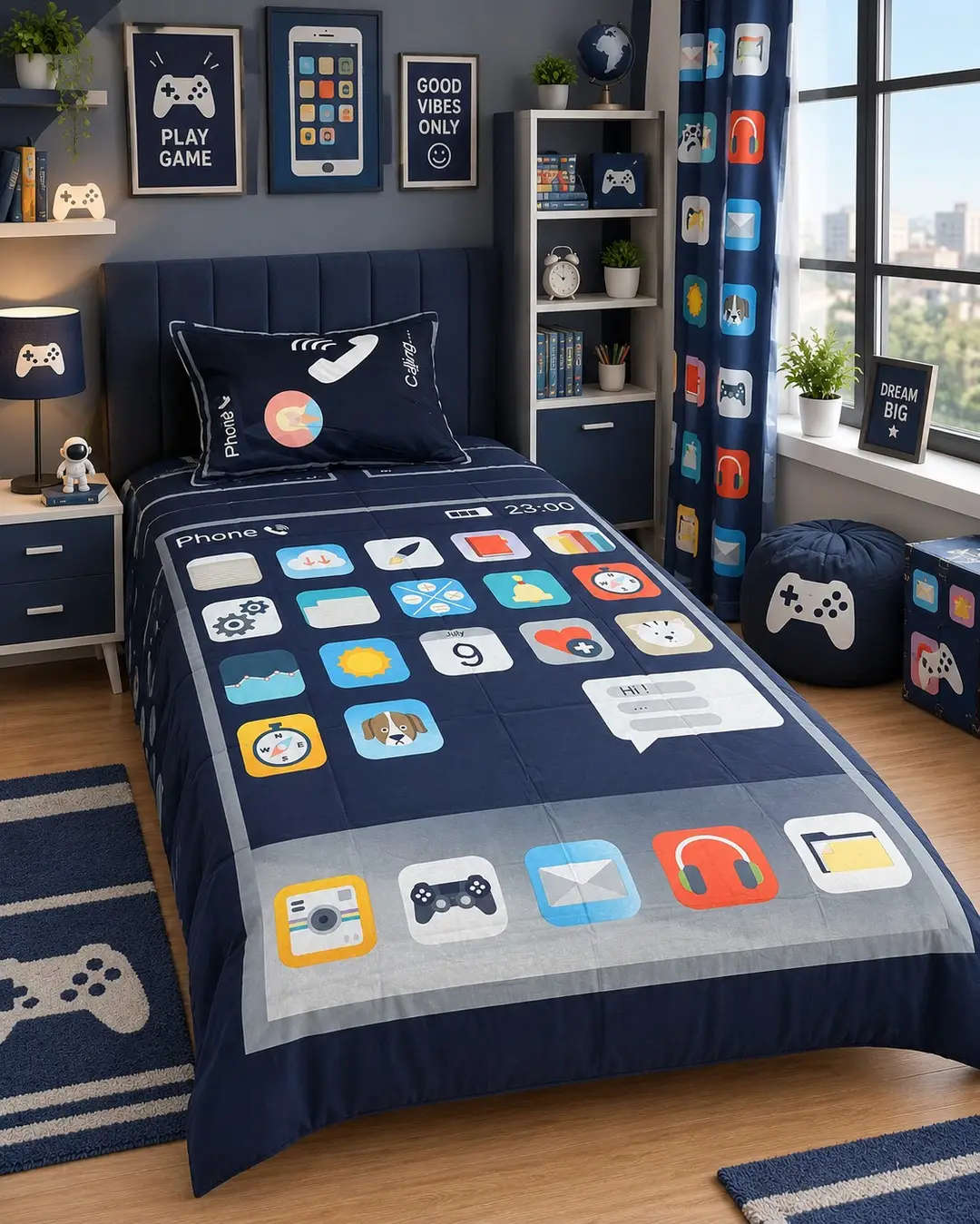 3 Pcs Cotton Printed Comforter Set
