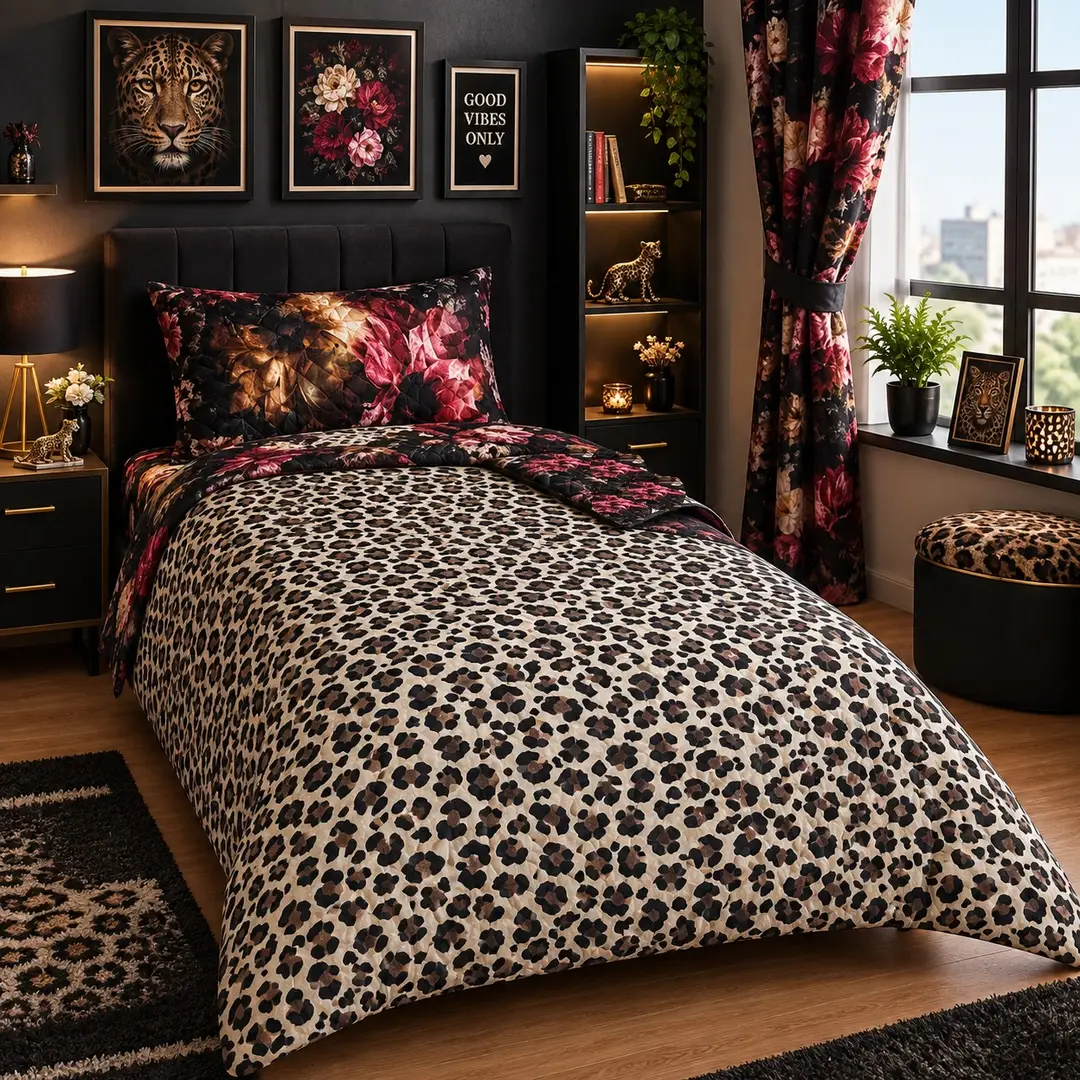 3 Pcs Cotton Printed Comforter Set