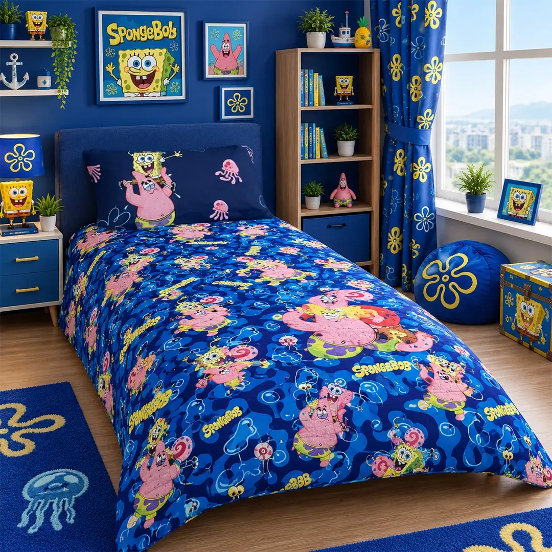3 Pcs Cotton Printed Comforter Set