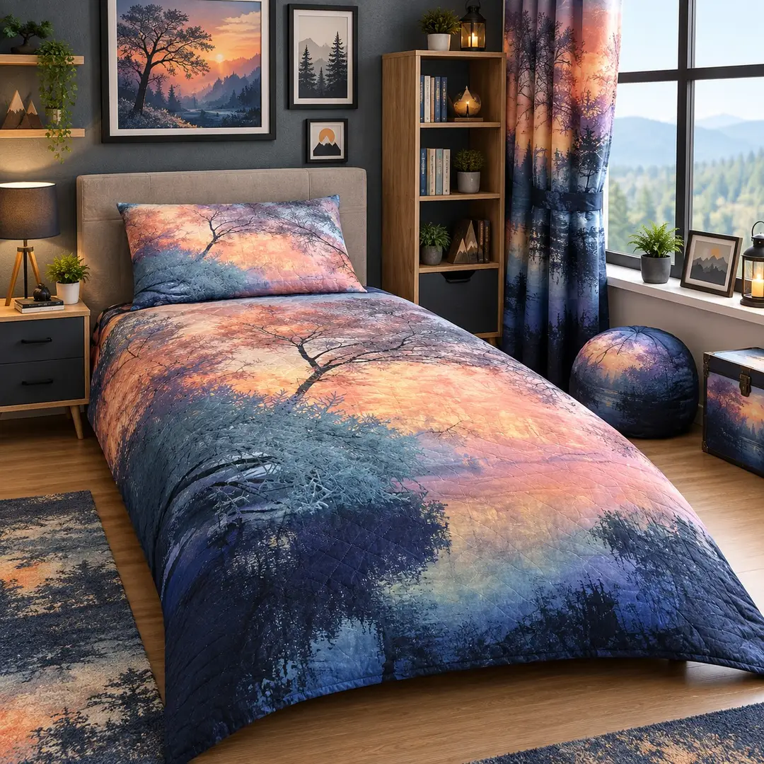 3 Pcs Cotton Printed Comforter Set