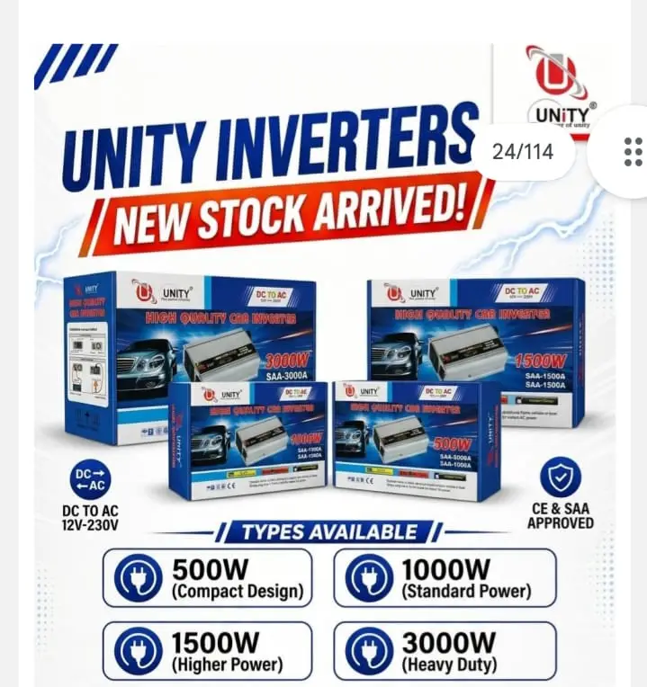 Unity 1500 W , INVERTER DC 12 V TO AC 220 V