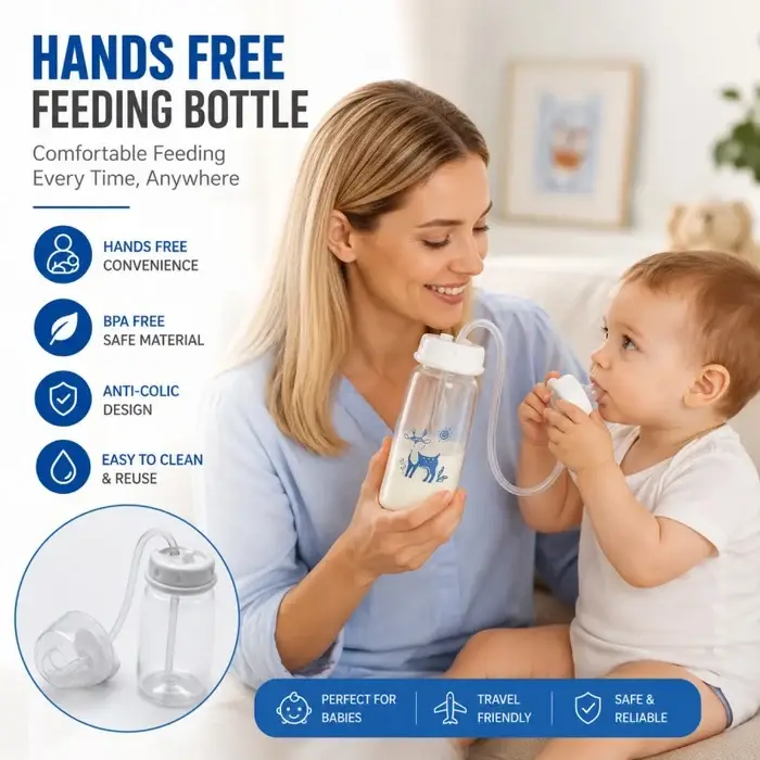 Hands-Free Self-Feeding Bottle for Babies