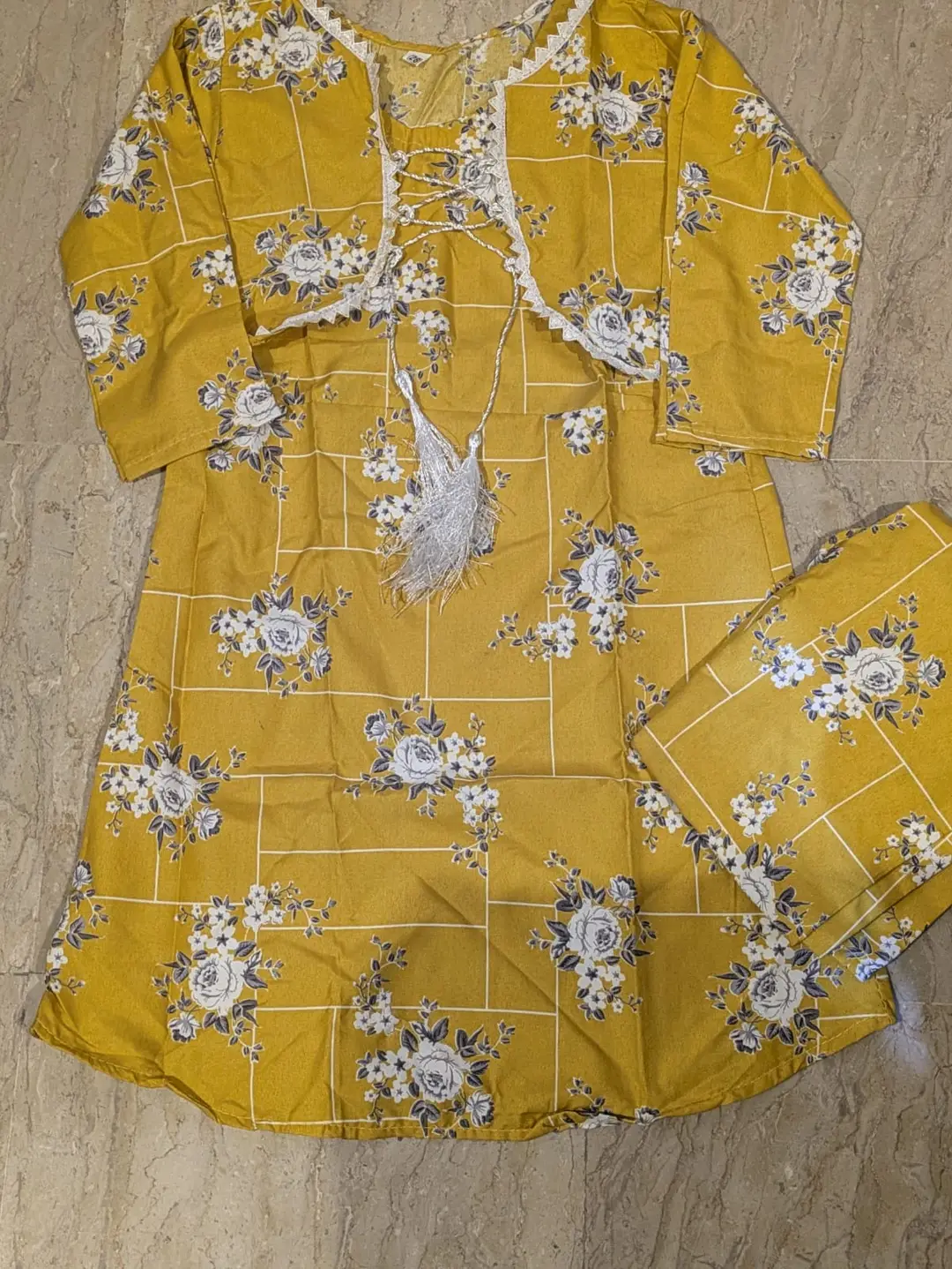2 Pcs Girl's Stitched Cotton Printed Frock