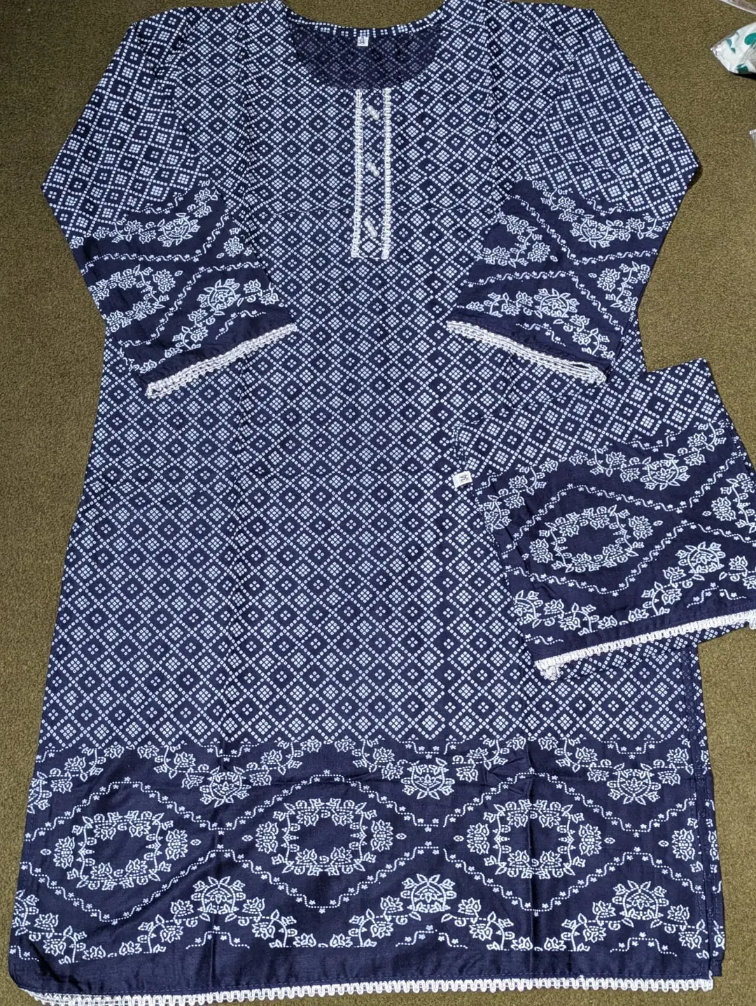 2 Pcs Girl's Stitched Linen Printed Kurta