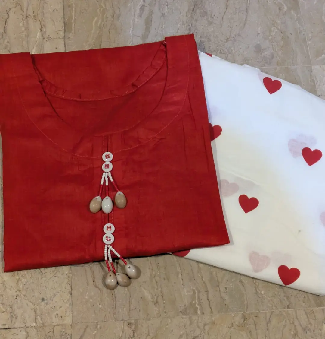 2 Pcs Women's Stitched Cotton Plain Shirt And Trouser