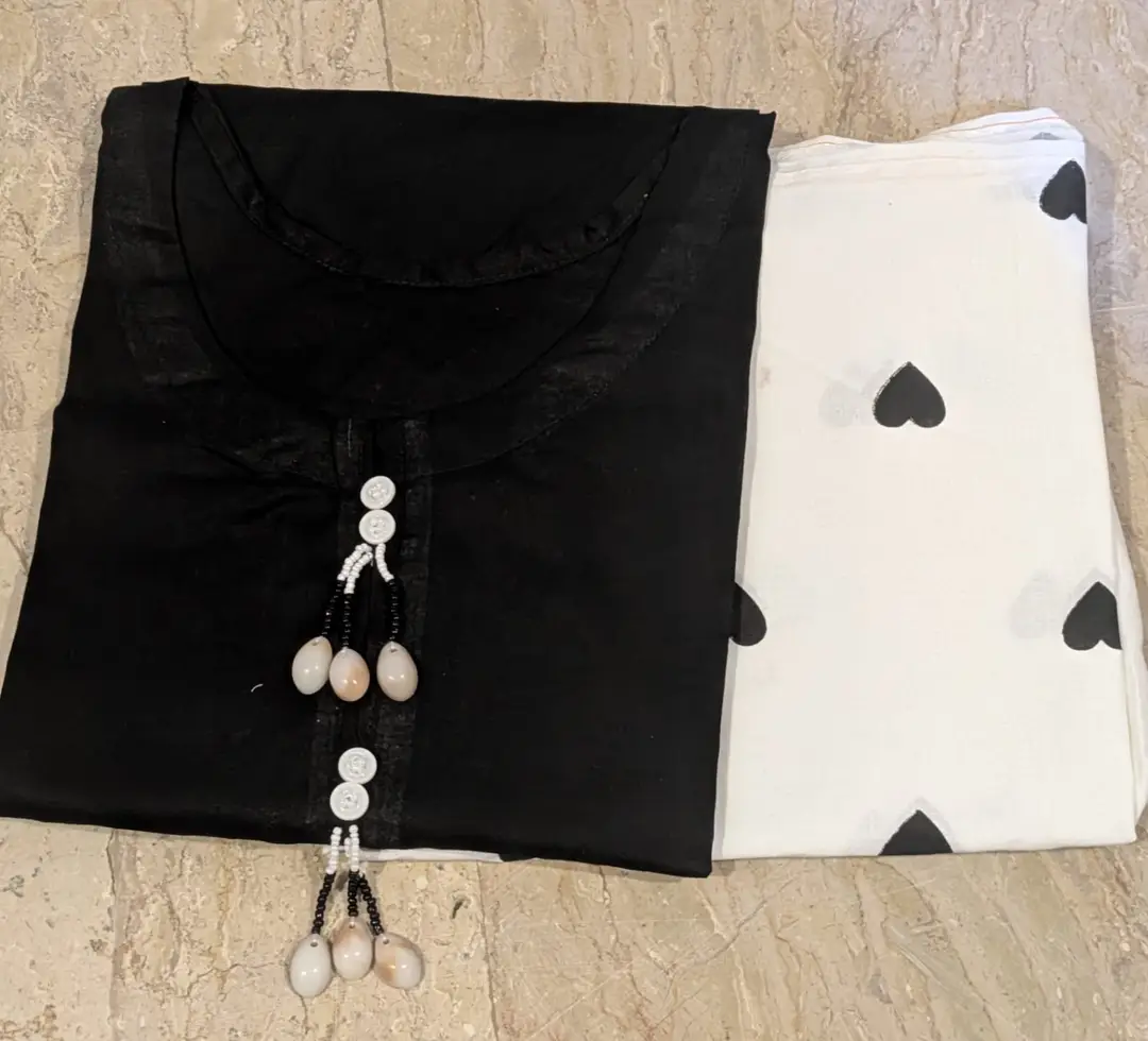 2 Pcs Women's Stitched Cotton Plain Shirt And Trouser