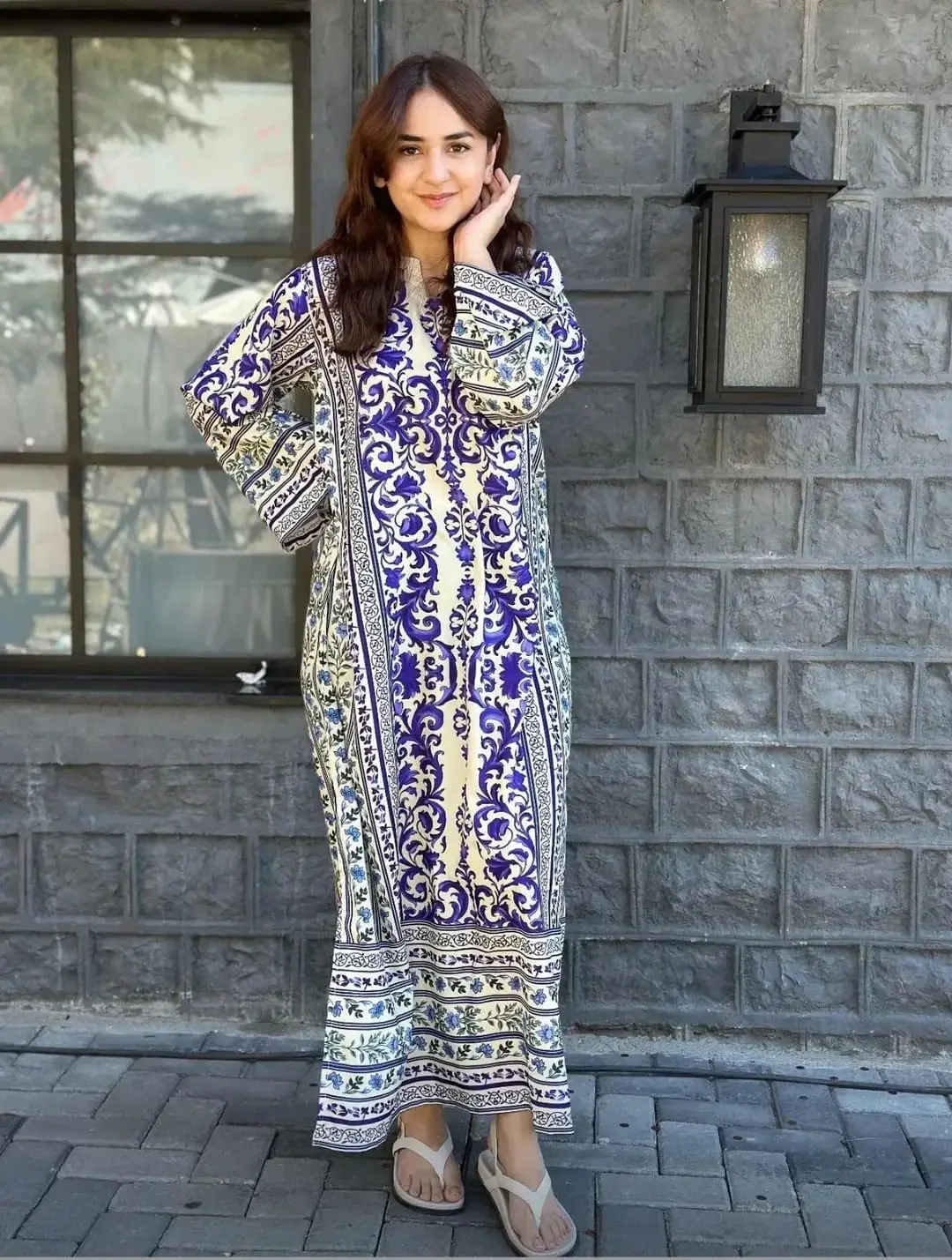 2 Pcs Women's Stitched Arabic Lawn Printed Shirt And Trouser