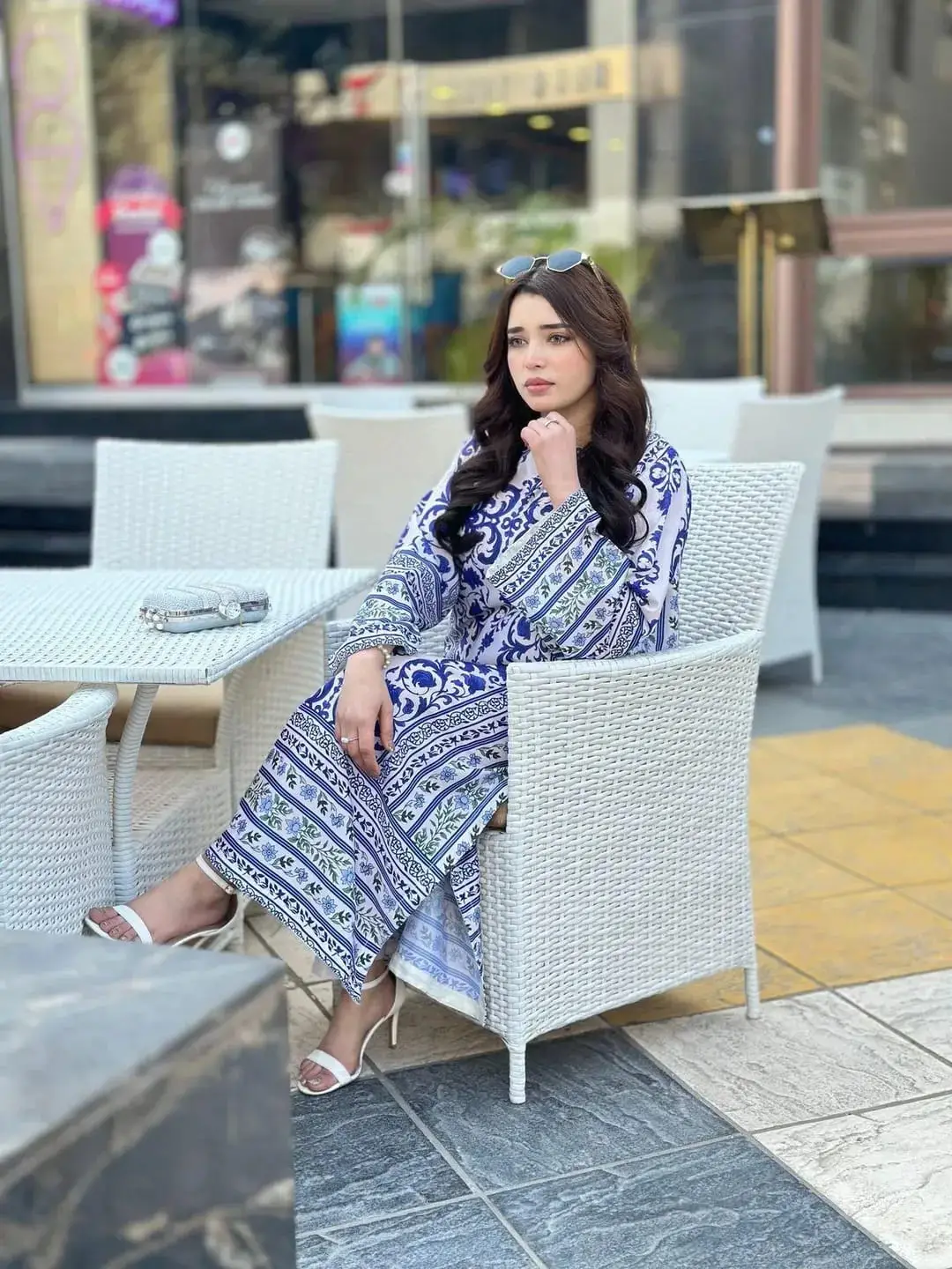 2 Pcs Women's Stitched Arabic Lawn Printed Shirt And Trouser