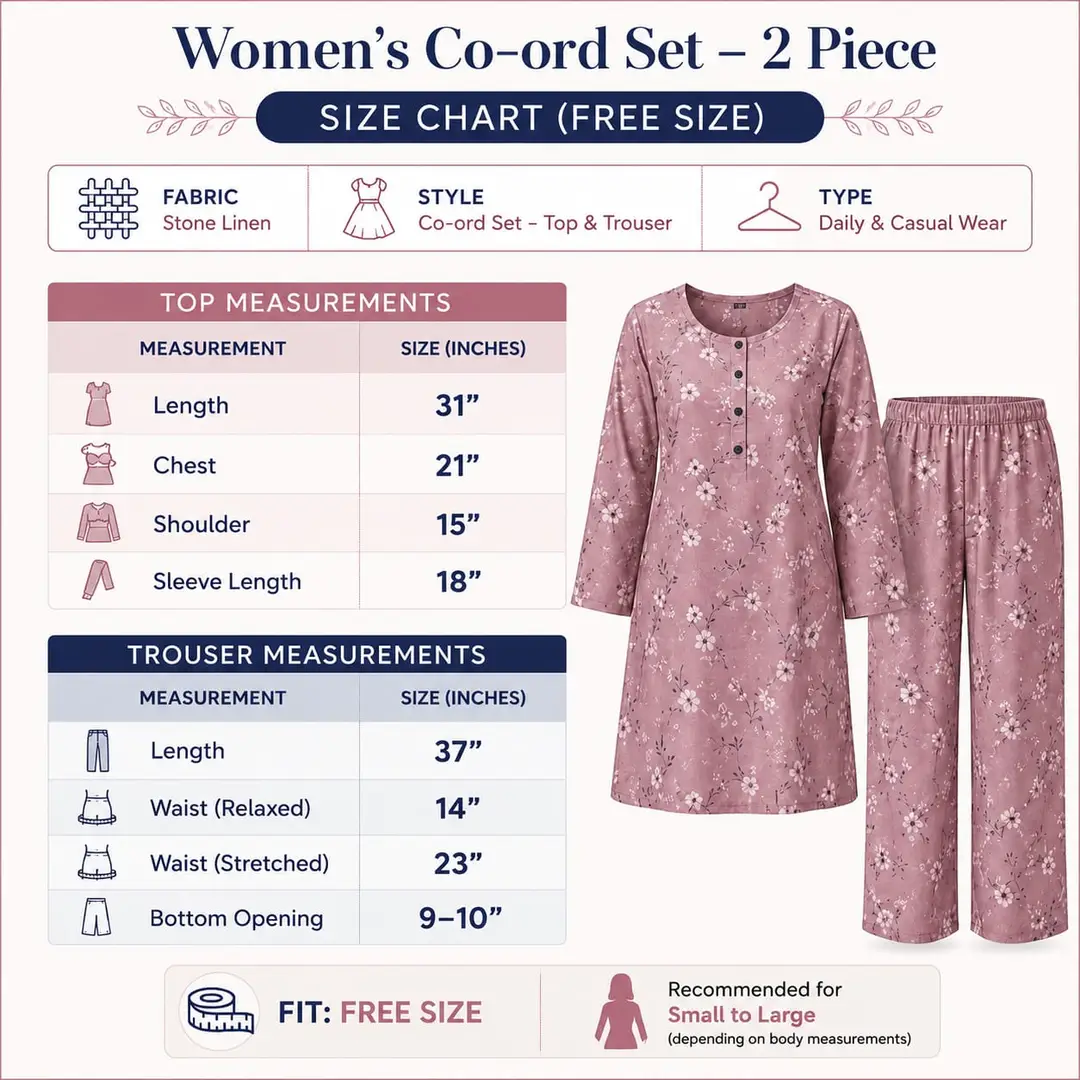 2 Pcs Women's Stitched Linen Printed Co-Ord Set