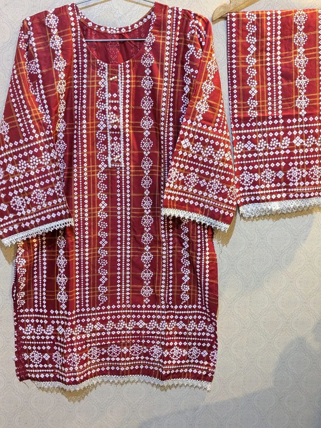 2 Pcs Women's Stitched Linen Printed Shirt And Trouser