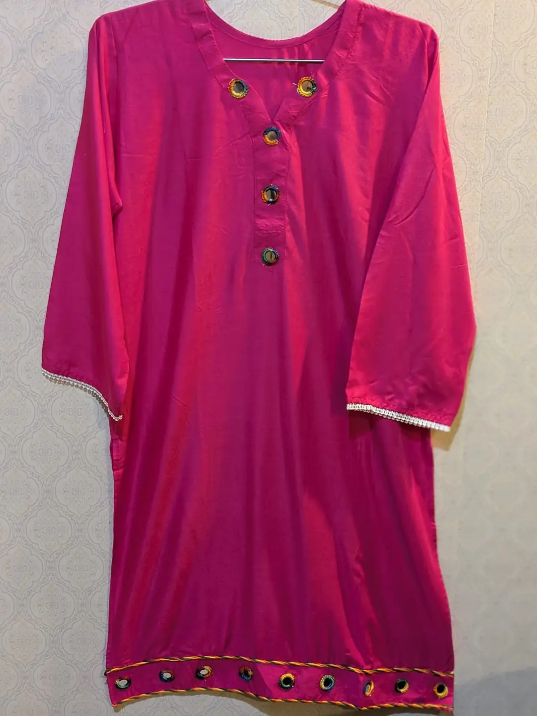 2 Pcs Women's Stitched Linen Plain Shirt And Trouser