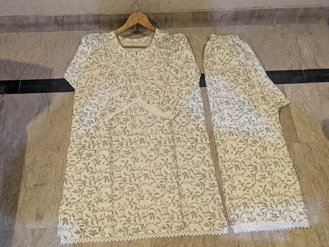 2 Pcs Women's Stitched Linen Block Printed Shirt And Trouser