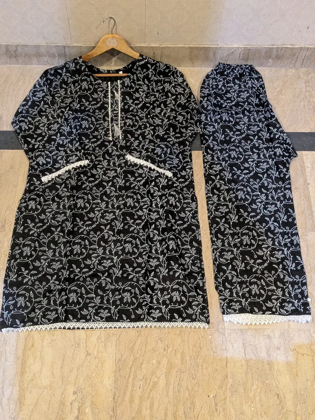 2 Pcs Women's Stitched Linen Block Printed Shirt And Trouser