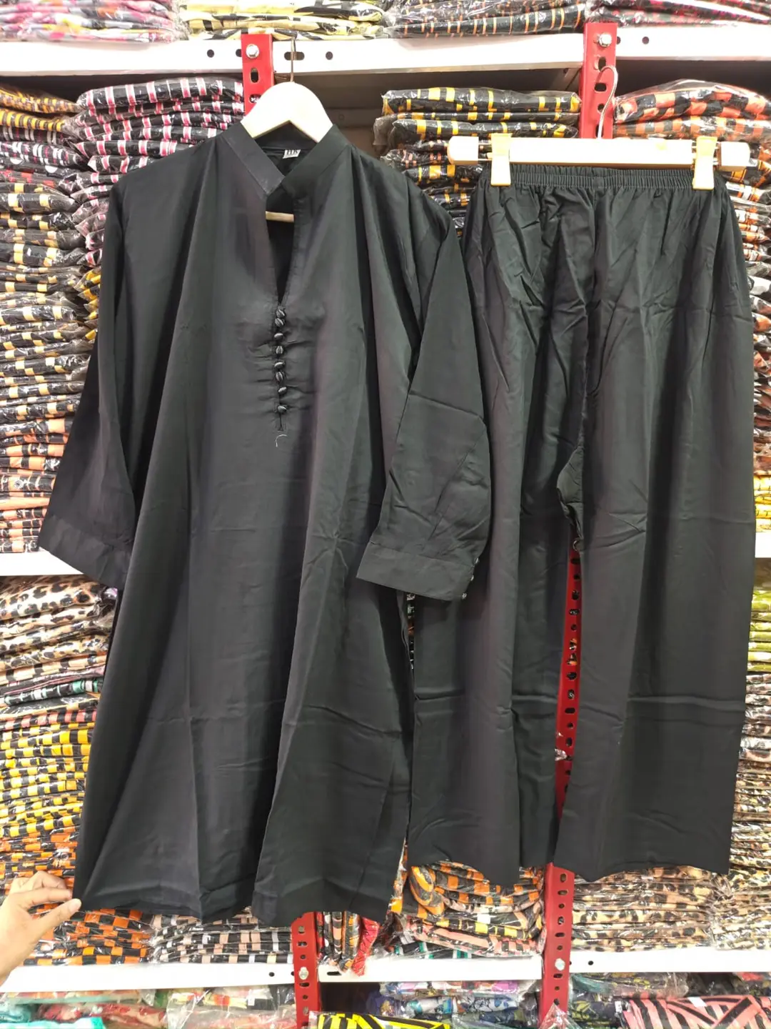 2 Pcs Women's Stitched Linen Plain Shirt And Trouser