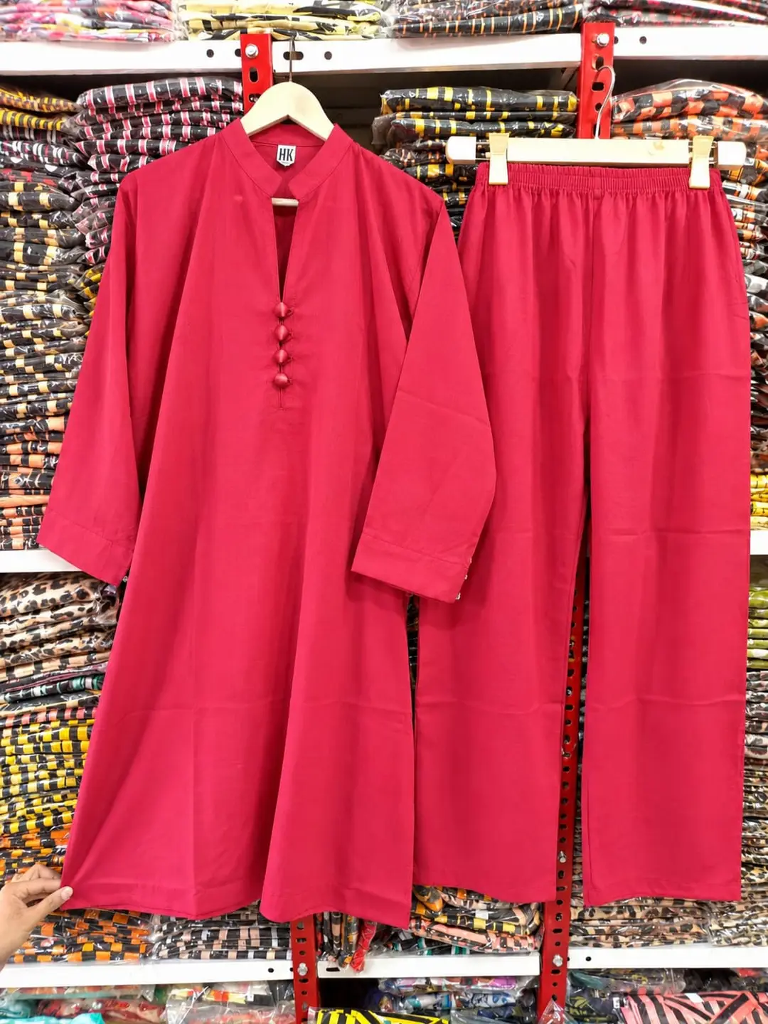 2 Pcs Women's Stitched Linen Plain Shirt And Trouser